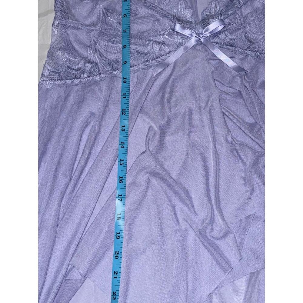 Lace-Trim Light Lavender Night Chemise with Bow Accent - Picture 12 of 13